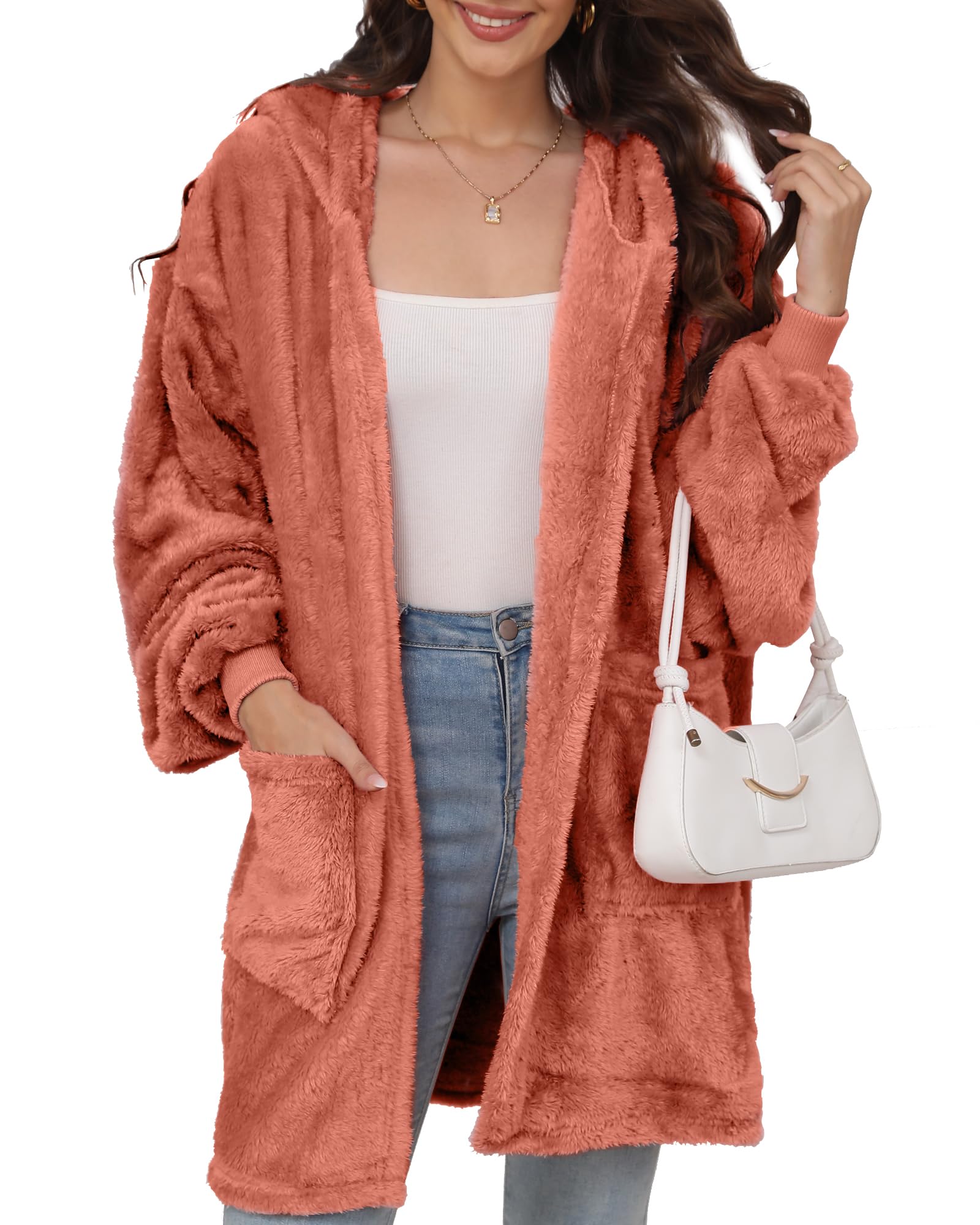 Argstar Hooded Cardigan for Women and Men, Oversized Sweatshirt Fuzzy Fleece Blanket Hoodie Jacket - One Size Fits All