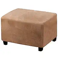PrinceDeco Real Velvet Plush Ottoman Cover Soft Rectangle Folding Storage Covers Furniture Protector Removable Footstool Protect Footrest Covers Elastic Bottom(X-Large, Camel)