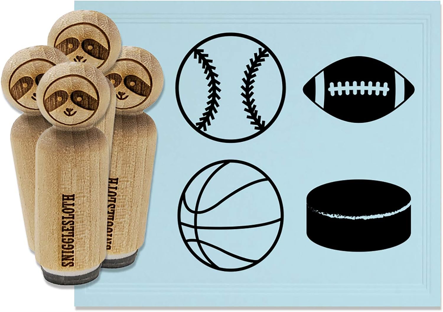 Football Basketball Baseball Hockey Rubber Stamp Set for Stamping Crafting Planners - 1 Inch Medium