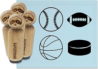 Football Basketball Baseball Hockey Rubber Stamp Set for Stamping Crafti...