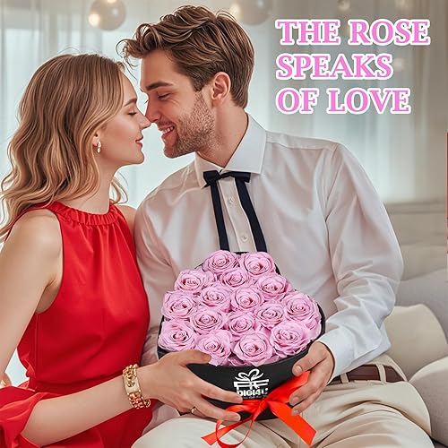 Miniatura 7 de digi marker Caja extra grande de 16 rosas preservadas para siempre con forma de corazón regalo para el día de San Valentín para mujeres novia esposa