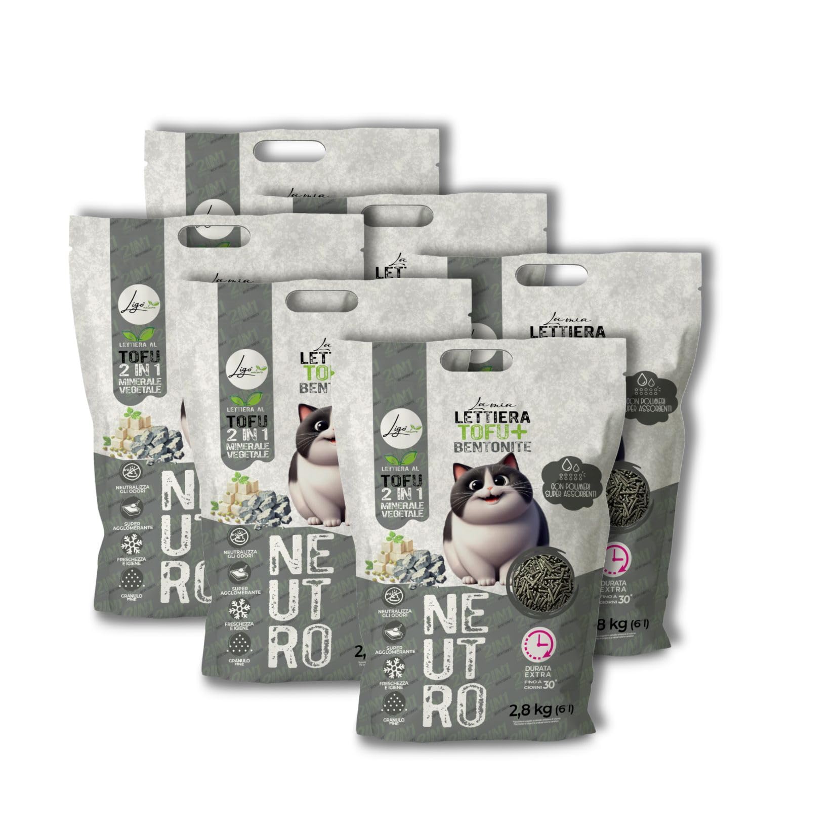 Ligo Nature La mia lettiera Minerale e vegetale 2 in 1 (Tofu + Bentonite) 6l