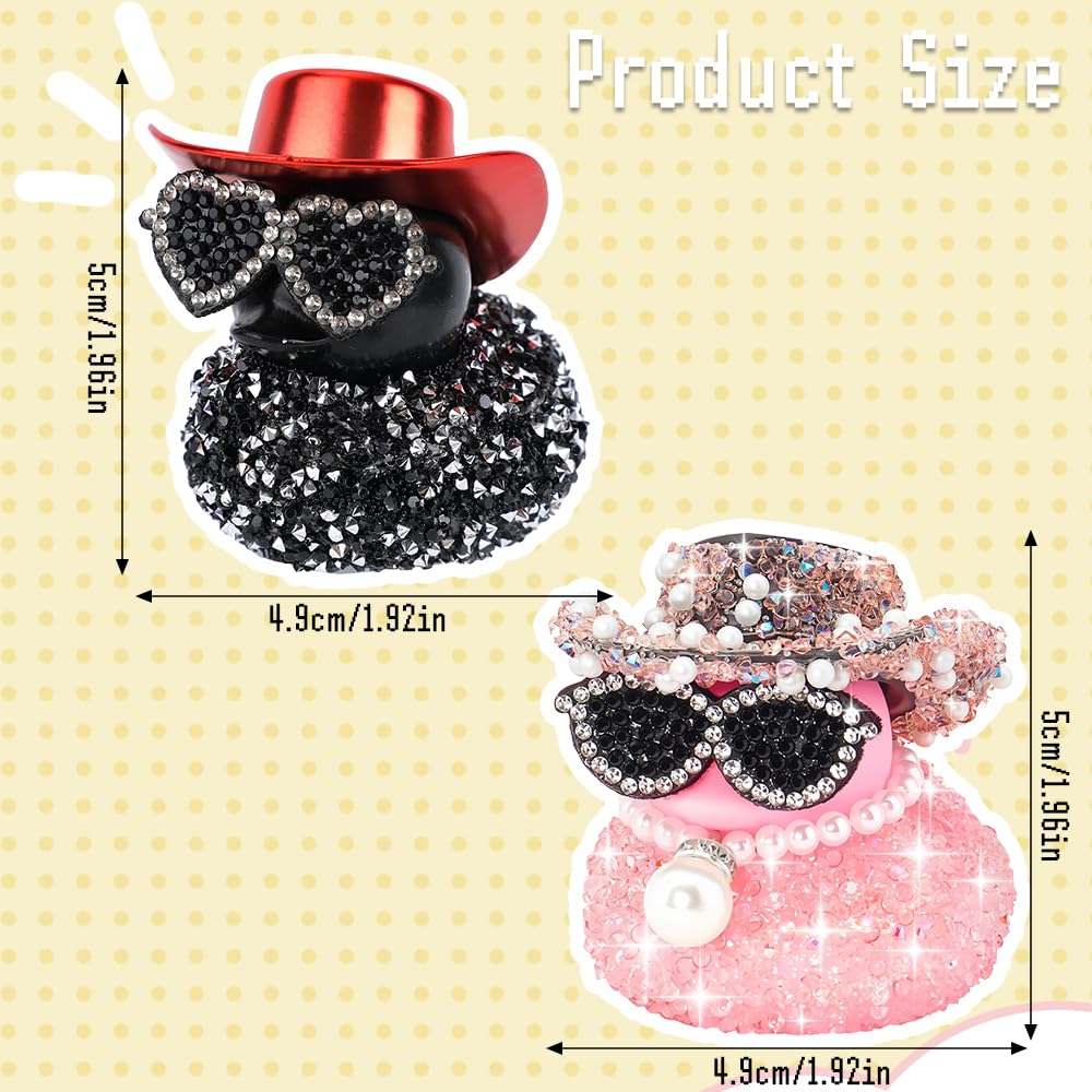 Divertenti Paperelle di Gomma a Forma Diamante con Cappello da Cowboy e Occhiali da Sole per Decorazioni Cruscotto Auto