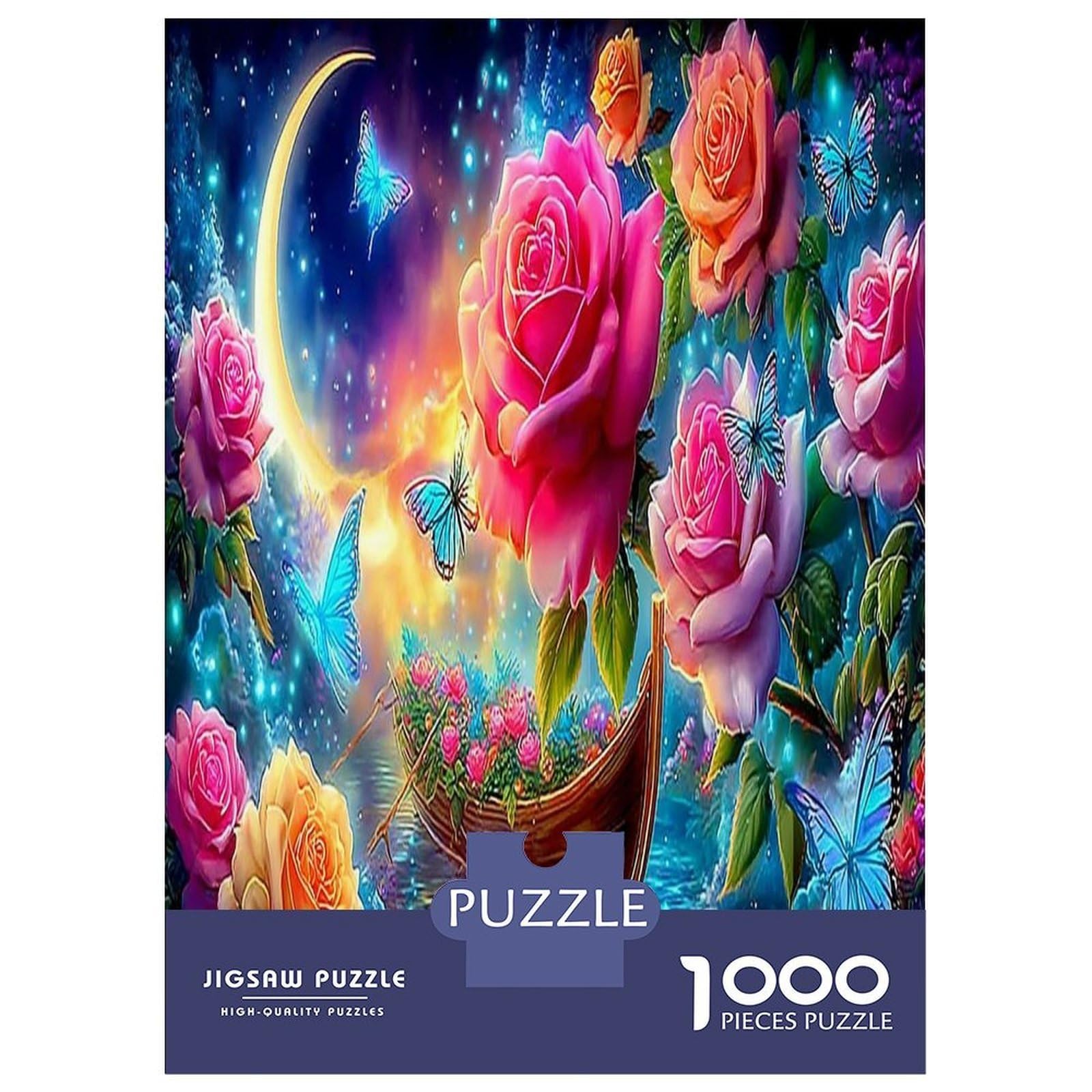 Magical Roses 1000 Piece Floral Basket with Roses Under Starry Sky Jigsaw Puzzles for Puzzles 1000 Pieces Jigsaw for Adults Challenging for Adults Puzzles for Adults Gifts for Men, 70x50cm/1000pcs