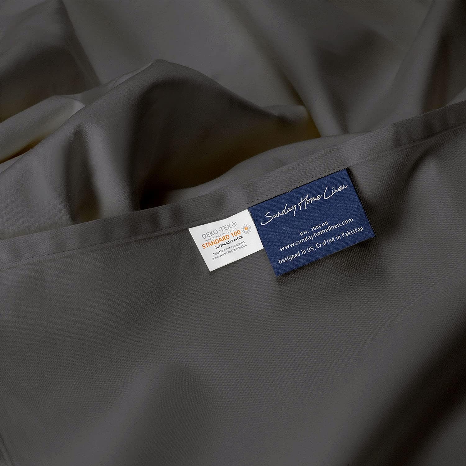 Sunday Home 400 Thread Count 100% Cotton Sheets - Solid Dark Grey King Sheets Set 4 Piece - Ultra Soft Long Staple Sateen Weave Luxury Bed Sheet Set with 15" Deep Pockets - Oeko Tex Certified