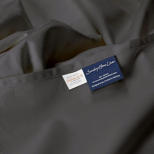 Miniatura 4 de Sunday Home Juego de sábanas de 400 hilos tamaño individual de 100 % algodón a rayas damasco, 4 piezas, ultra suave, tejido satinado, de fibra