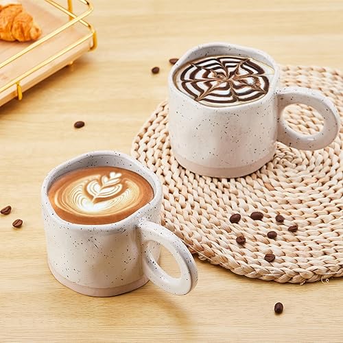 Miniatura 4 de CREATIVELAND Taza de café, tazas de café de cerámica de 14.5 onzas, tazas de café de cerámica con asa para café con leche, espresso, capuchino,