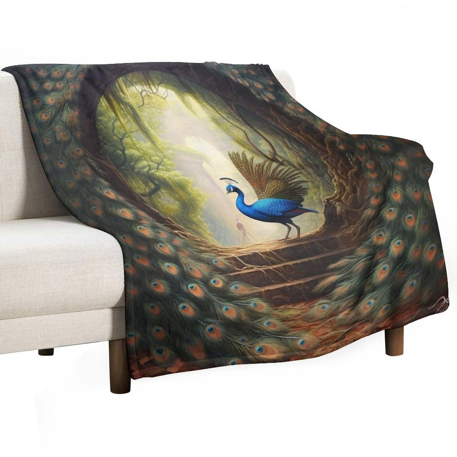 ECWECC Throw Blankets Peacock Soft Throws Animal Theme for Teenager Cozy Warm Flannel Bedding for Bed Sofa Fuzzy Blanket Room Decor Christmas/Thanksgiving Graduation 80x100cm