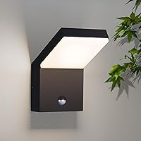 Vista 7 de Lámpara de pared LED blanca con sensor de movimiento IP54, resistente al agua, para garaje, puerta delantera, patio, casa, 3000 K, 18 W, 1800 lm