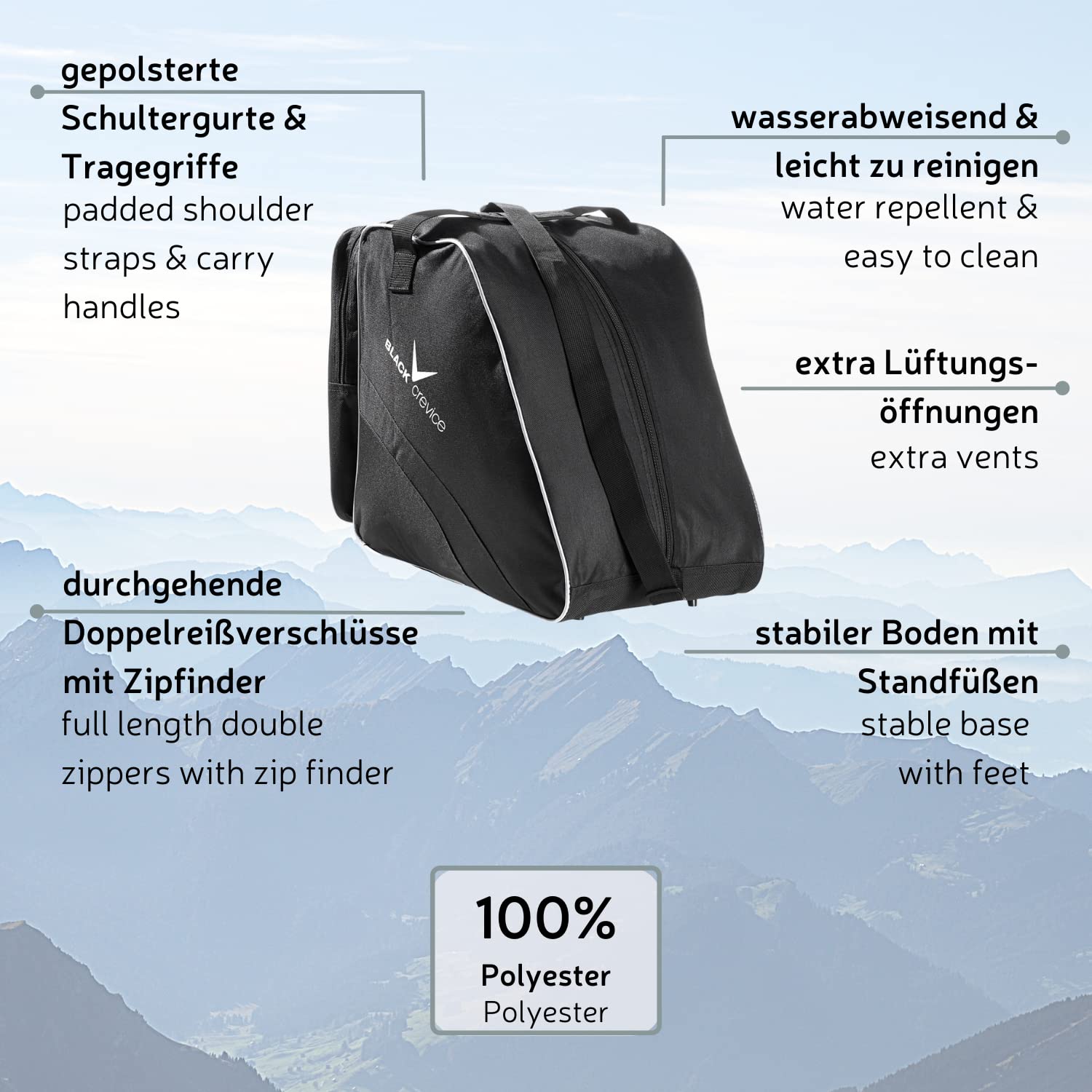 Black Crevice Skistiefeltasche Sac à Chaussures de Ski Mixte