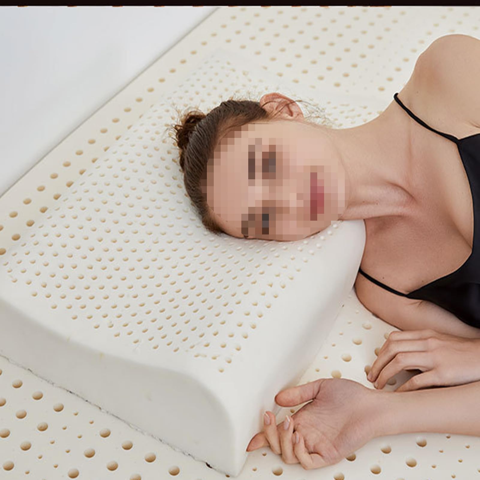 Cuscino medio in schiuma di lattice morbido per dormire, cuscino da letto per chi dorme sulla schiena, sul fianco e sullo stomaco, con fodera in cotone rimovibile