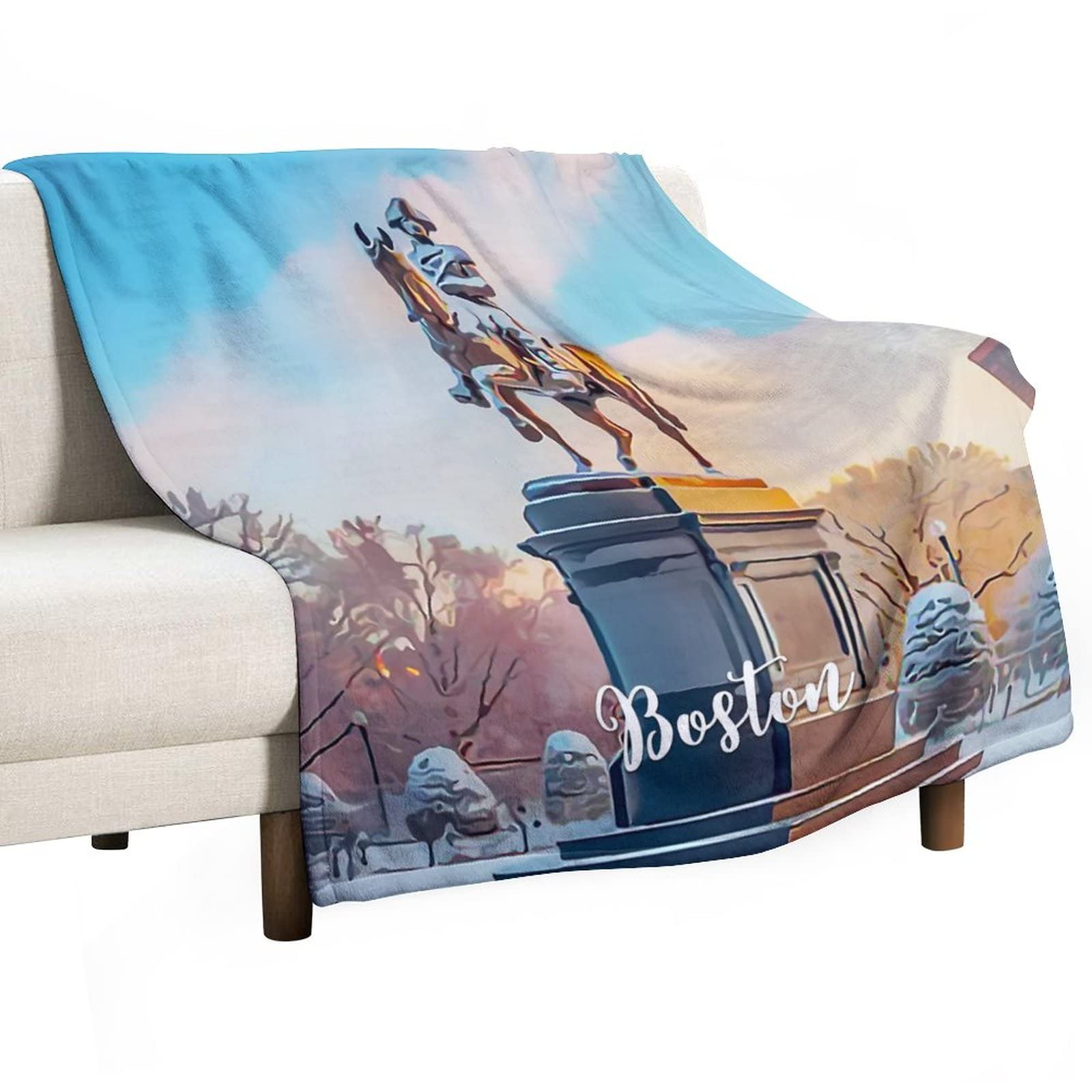 Couverture flanelle Boston douce idée cadeau anniversaire et Noël