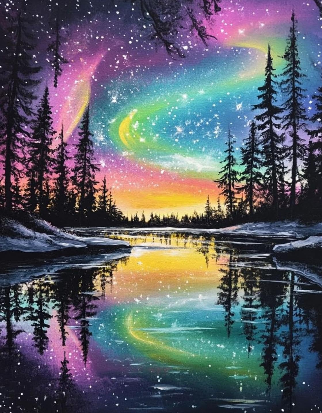 HKLIOPU Northern Lights Diamond Art Kits Adults,5D Diamond Painting Kits for Beginners Kids,Full Round Drill Gem Art Kits Crafts Home Decor 12x16Inch