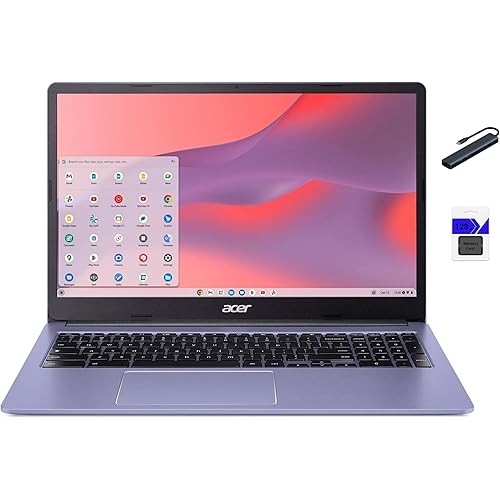 acer Chromebook 315 15.6'' FHD Laptop, Intel Processor N4500, 1.1 GHz, 4GB RAM, 64GB eMMC + 128GB Memory Card, Chrome OS, Proctective Sleeve Included, Moonstone Purple with TGY Accessories