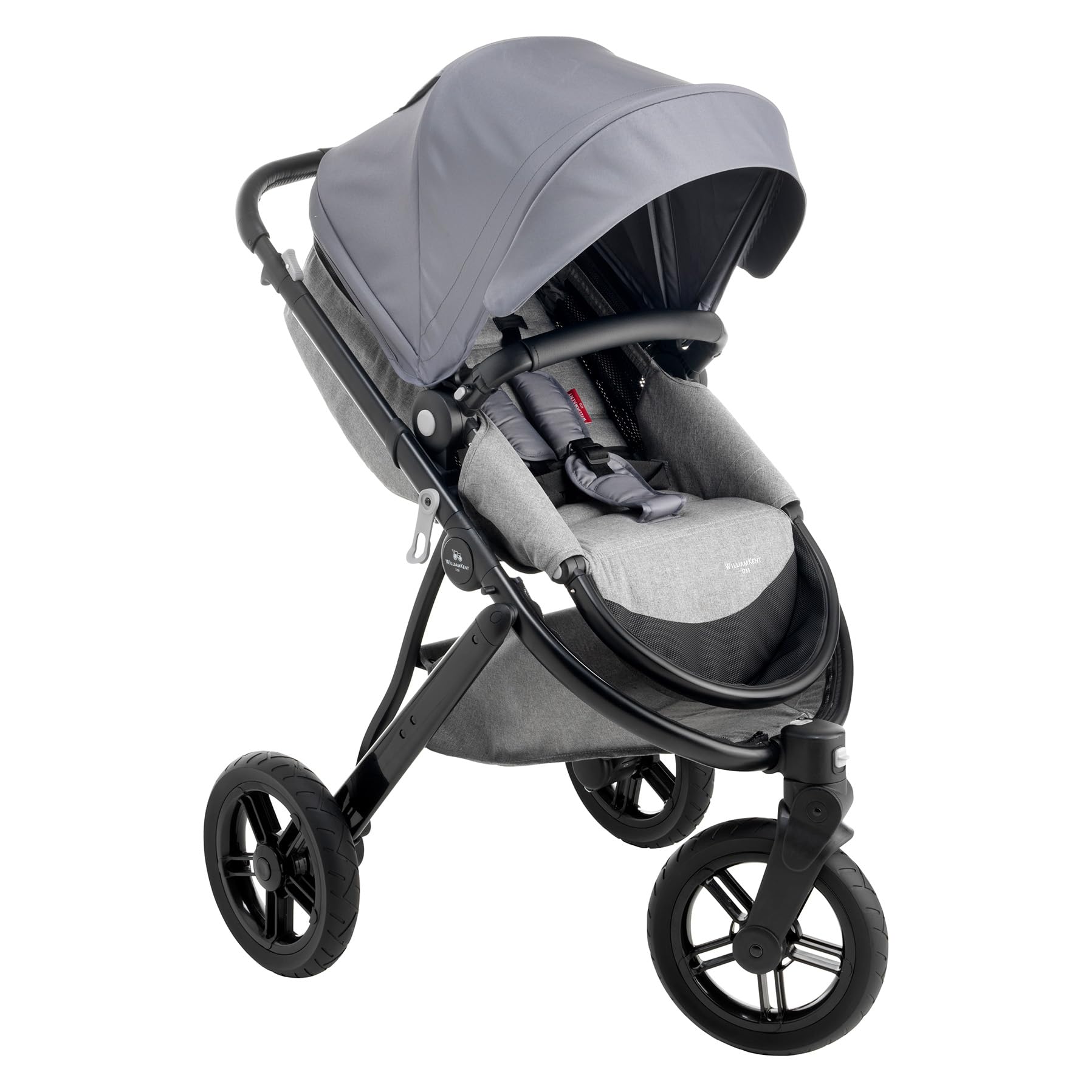 WILLIAM KENT 1733 Poussette 3 roues Phénix | Dès 6 mois et jusqu'à 15kg | Poussette bébé compacte et légère tout-terrain | Siège inclinable position allongé | Capote XL | Grand panier | Grey