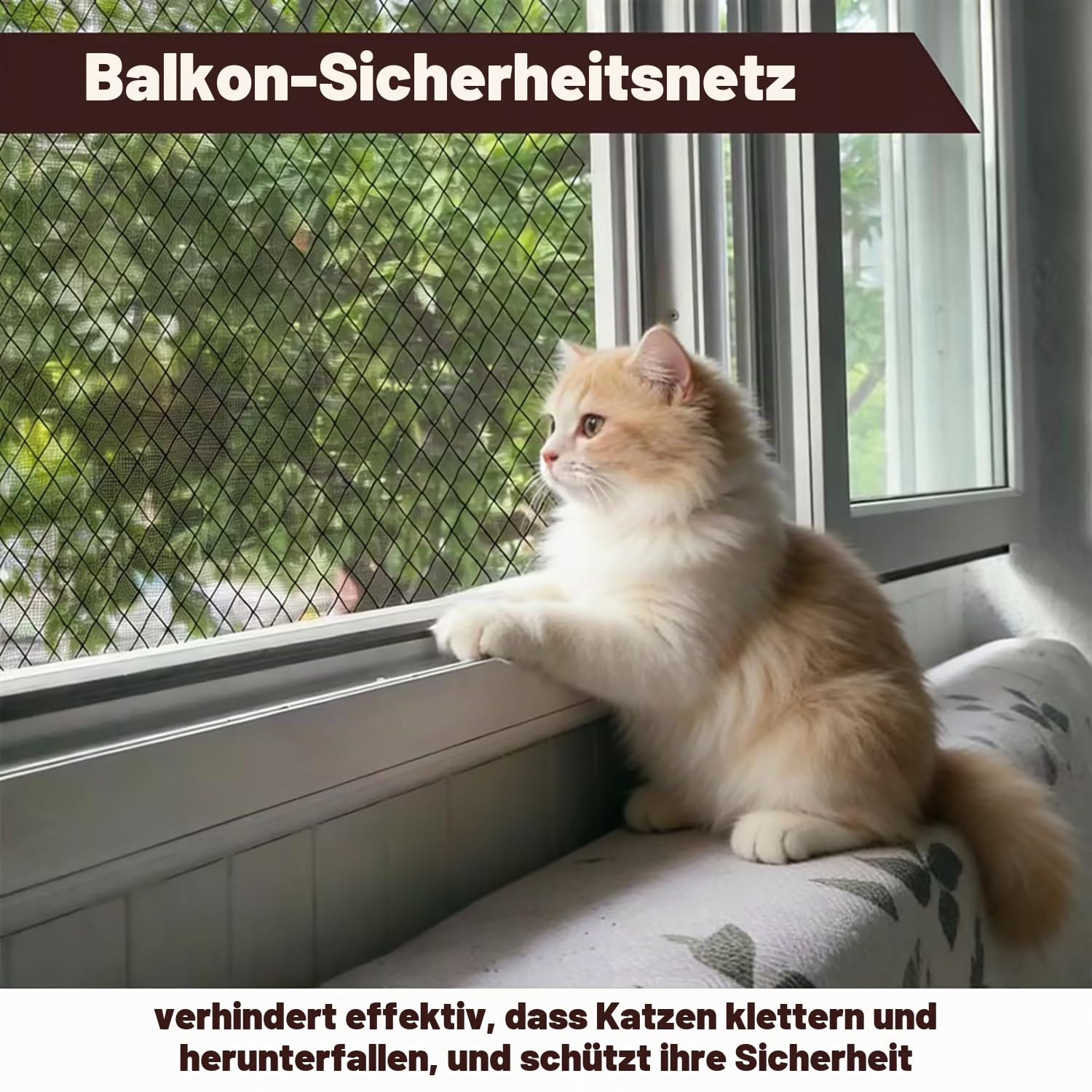 Katzennetz für Balkon, 3x4m Nylon Balkonnetz für Katzen Katzenschutznetz mit Befestigungsseil Nägel Kabelbinder für Fenster, Terrasse, Balkon (Schwarz)