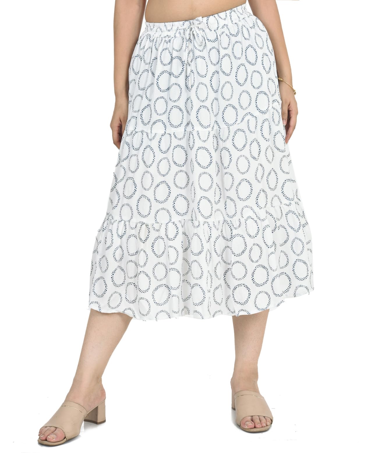 cotton breeze Women's Midi Skirt (FP544_Blue_Free Size)-picture-2