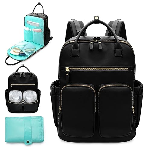 Mochila Mominside de piel con 18 bolsillos para mamá papá bolsa de viaje para niños y niñas bolsillo grande húmedo 4 bolsillos aislantes estación de