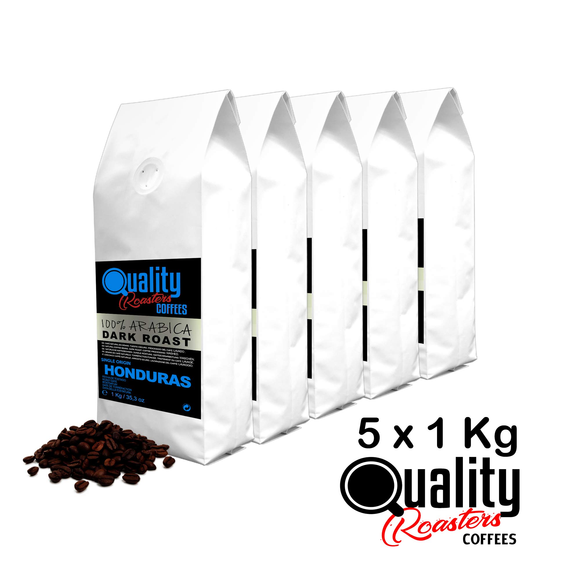Café en grano natural. Dark Roast. 100% Arabica. Origen único Honduras. Tostado artesanal. Tueste Oscuro. (5 Kg)