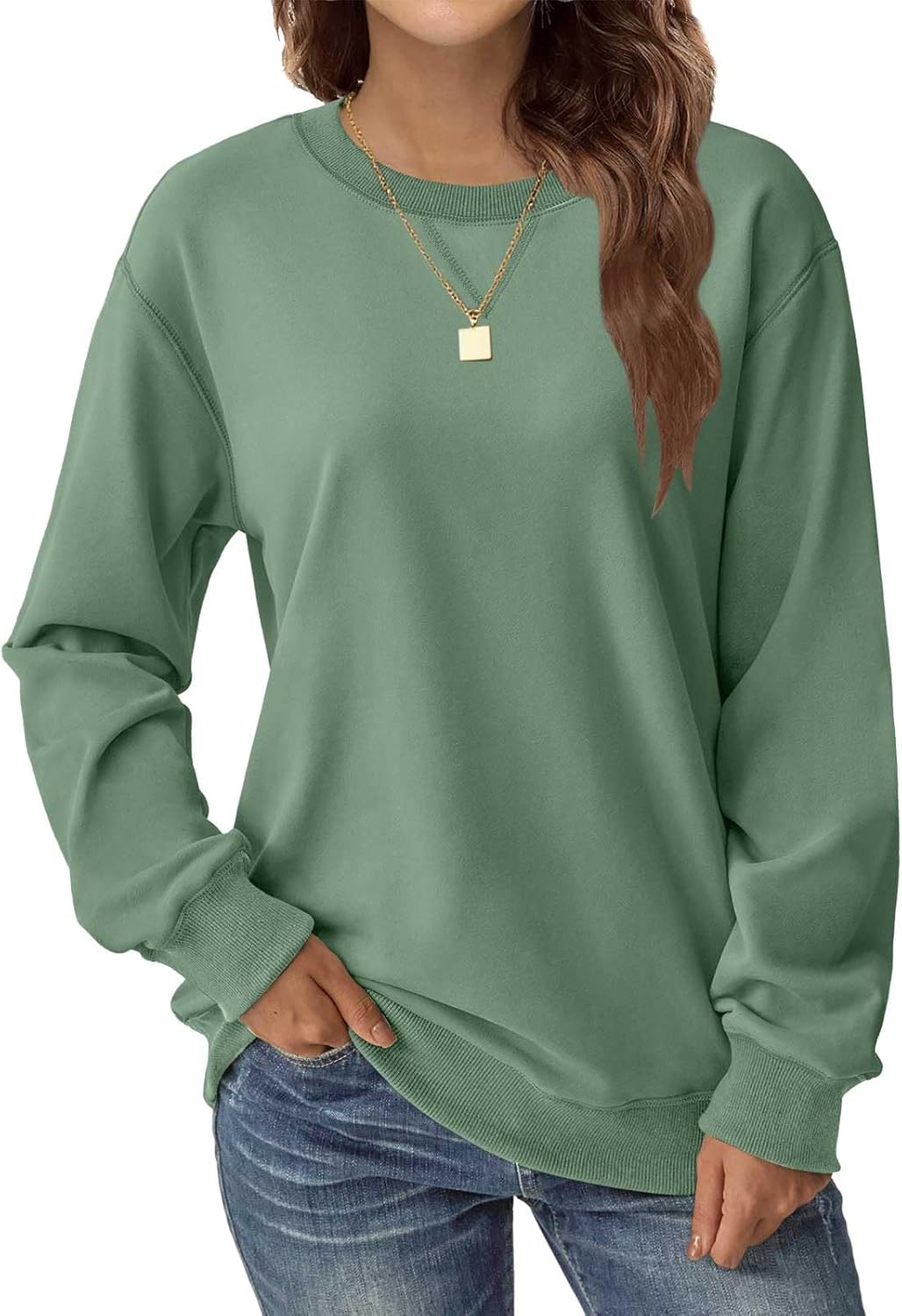 Womens Long Sleeve Sweatshirt Casual Crew Neck T Shirt Cute Pullover Tops Lightweight Loose Fit Sweater 2025 Fall Outfit - Image 2