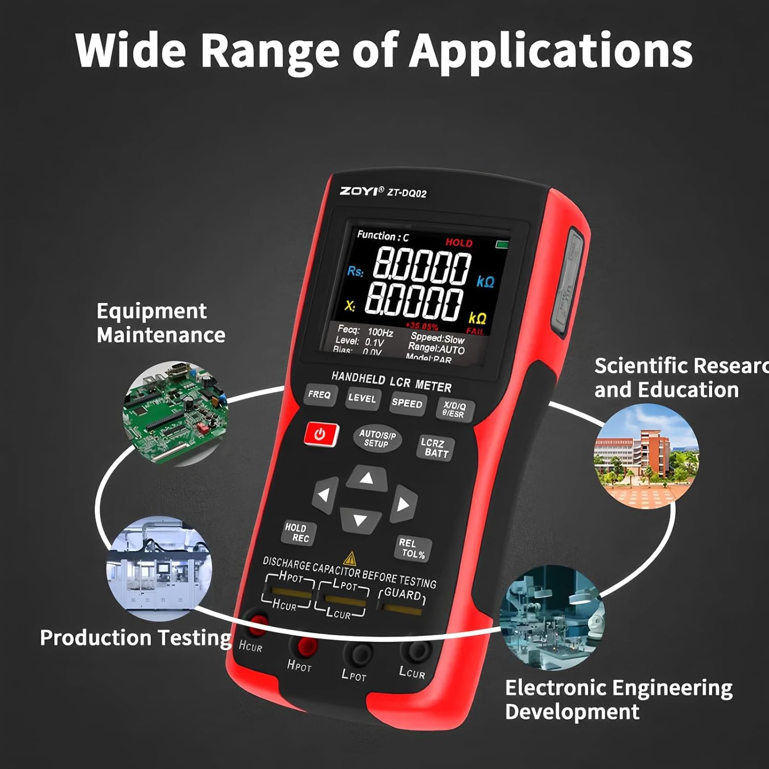 LCR Messgerät Handheld Digital Bridge Batterie Innenwiderstand Tester DQ02-2-in-1 Hochpräziser Kapazitäts- und Batterietester (DQ02 KitII)