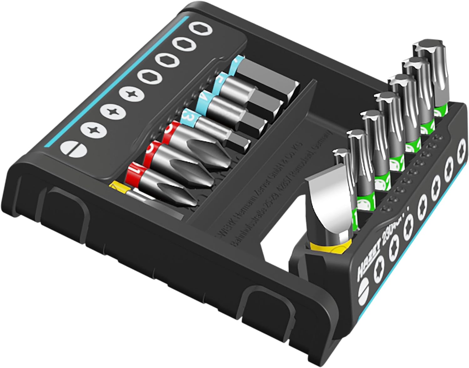 HAZET Smart Holder 2304SH-1| Pratico portautensili da 16 pezzi, Azionamento: 6,3 (1/4 di pollice) Azionamento: profilo a fessura, profilo Phillips PH, profilo esagonale interno, profilo TORX interno