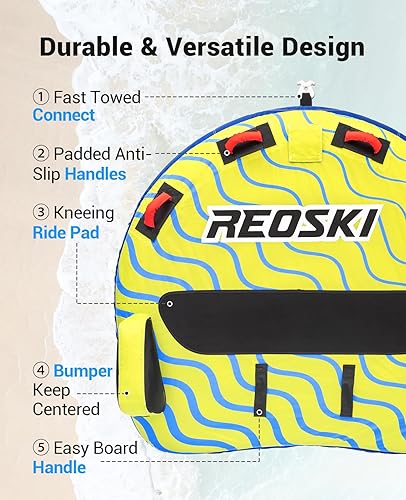 Miniatura 2 de Tubos remolcables para 2 personas, tubos de barco resistentes y remolcables, tubos de agua inflables para barcos para tirar con aletas, drenaje