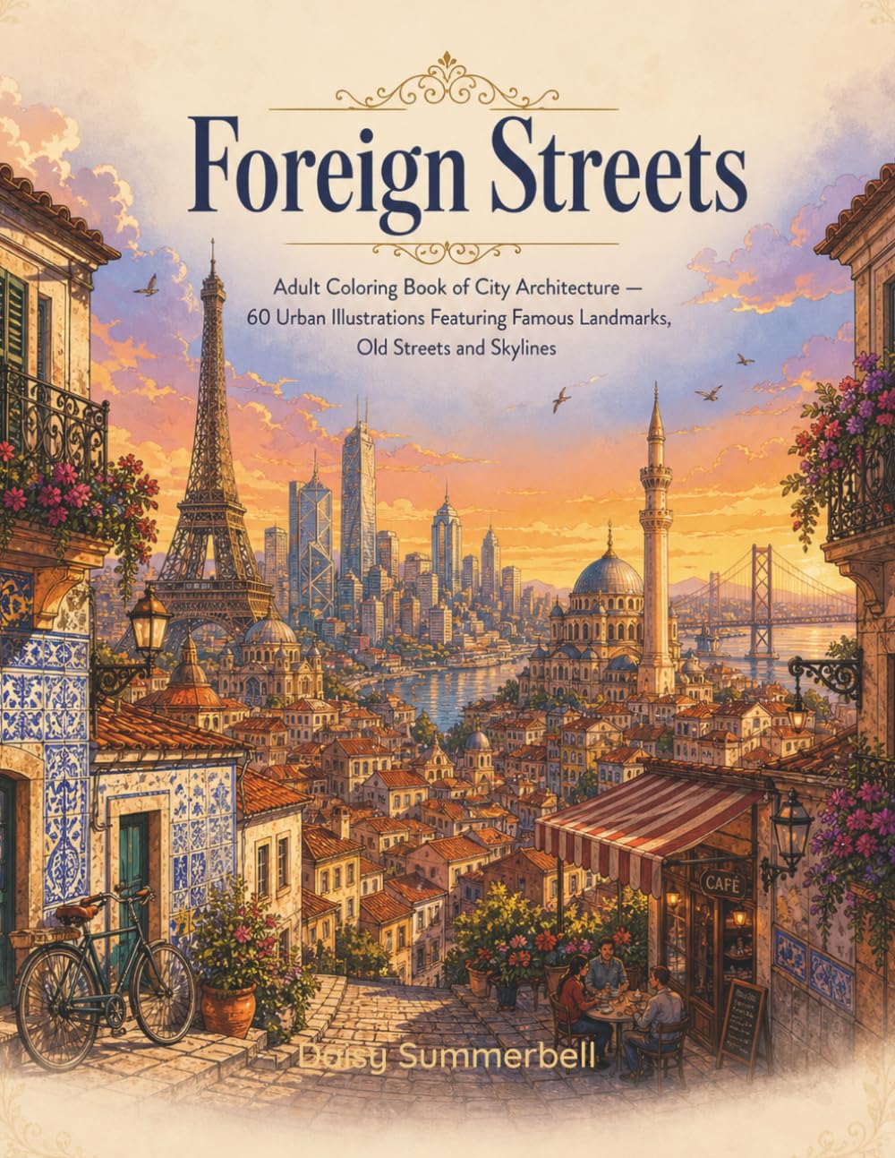 Foreign Streets: Adult Coloring Book of City Architecture — 60 Urban Illustrations Featuring Famous Landmarks, Old Streets and Skylines (The Slow Pages)
