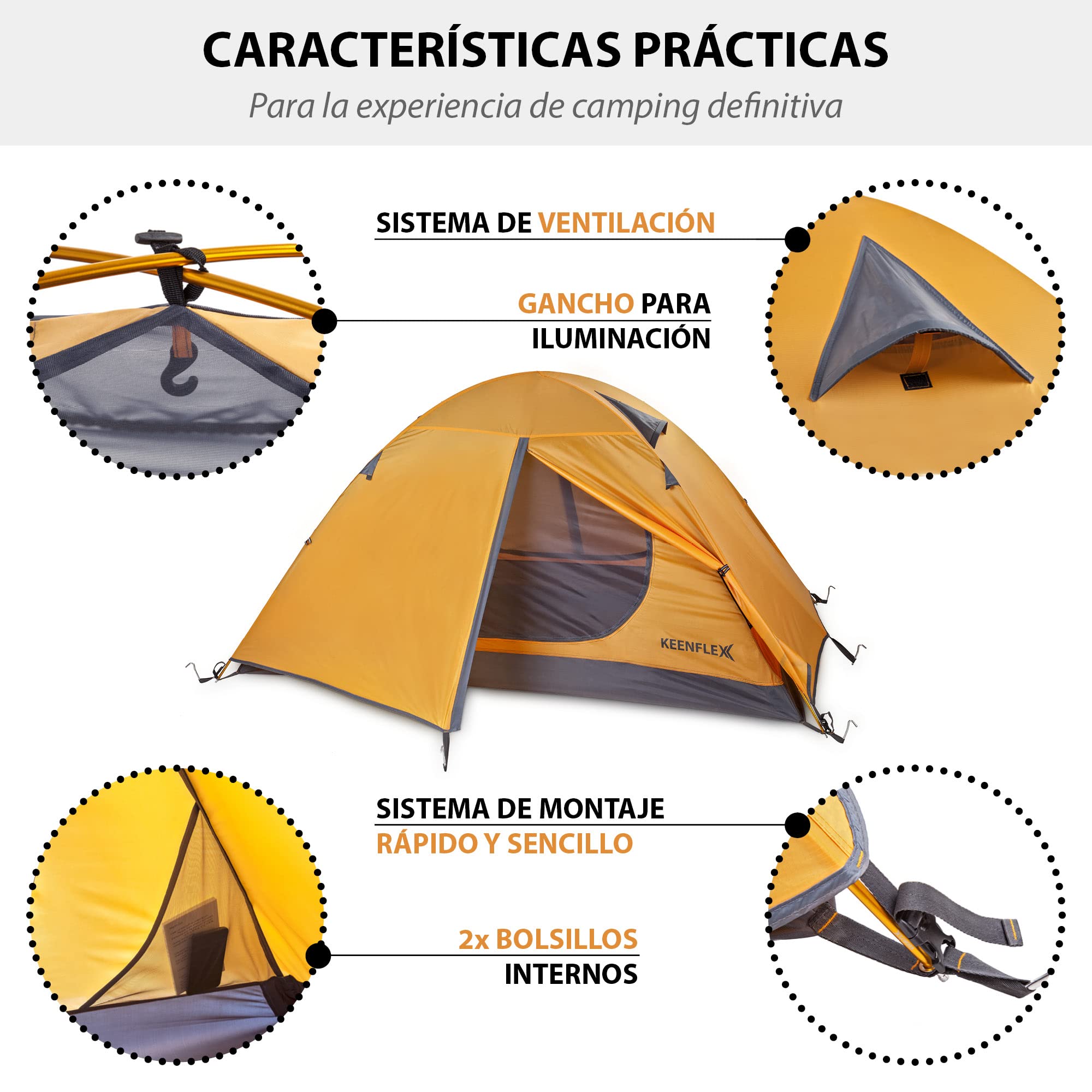 Tienda de campaña Ultraligera para 2 Personas 2300 g