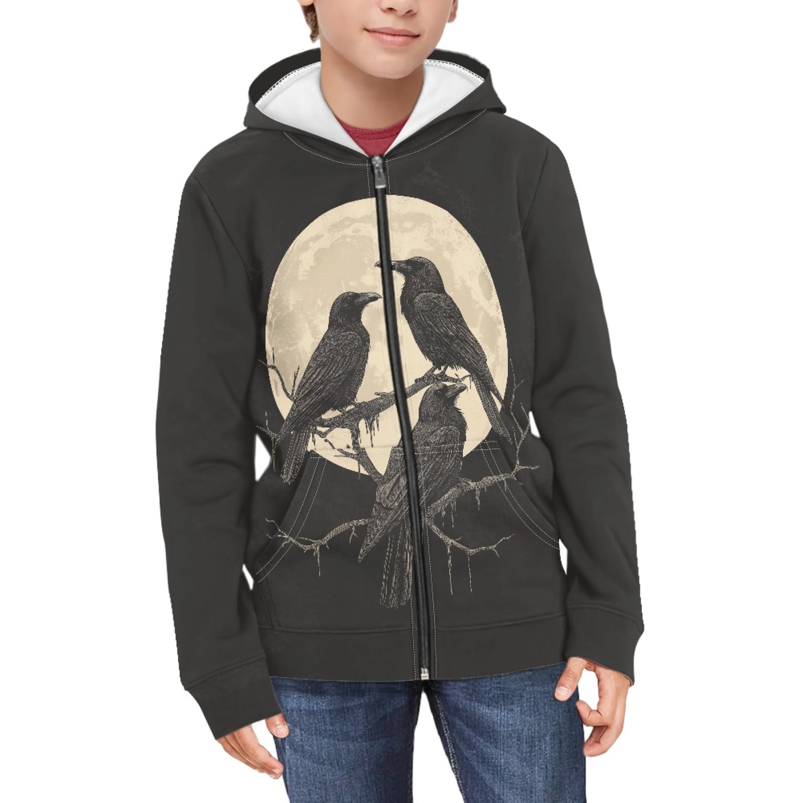 Suobstales Kids Soft Zip-Up Hoodie for Boys 6-16 Years Hooded Sweatshirt Fall Cardigan Jacket with Pockets