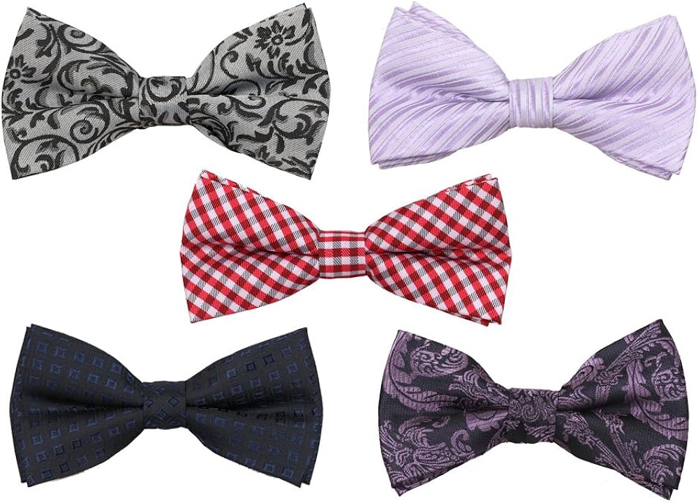 Bundle Monster Mens Tuxedo Adjustable Neck Bowtie Bow Tie 5pc Mixed Lot