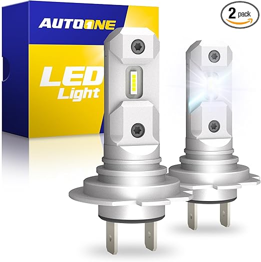 AUTOONE H7 Light Bulb, Super Bright 6500K Cool White, Real Mini 1:1 Halogen Size, No Adapter Needed, Non-polarity Plug and Play, Pack of 2