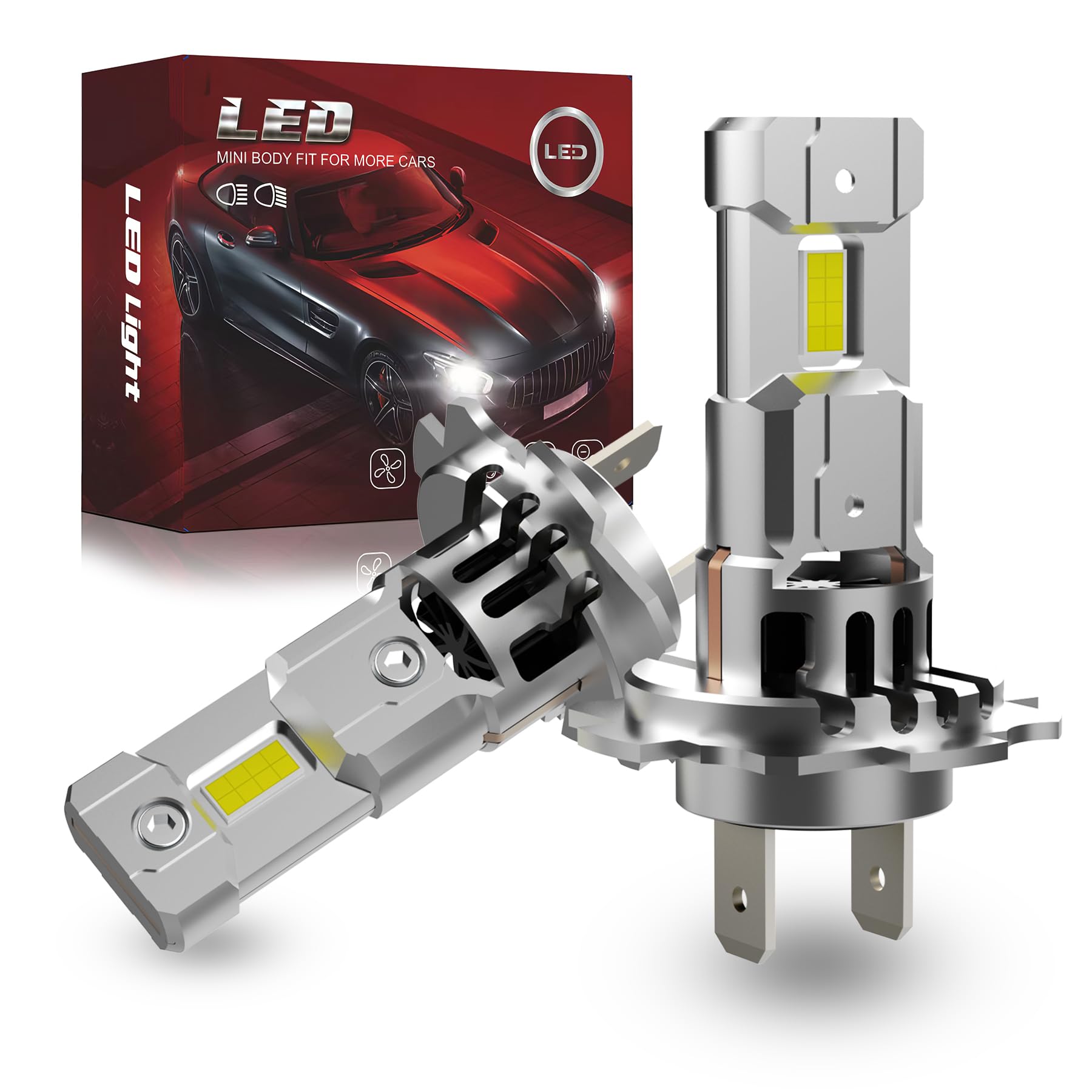 H7 Lampadina LED Canbus, H7 LED 20000LM,6000K 1:1 Mini Design, Non Richiede Adattatore, Pacco da 2