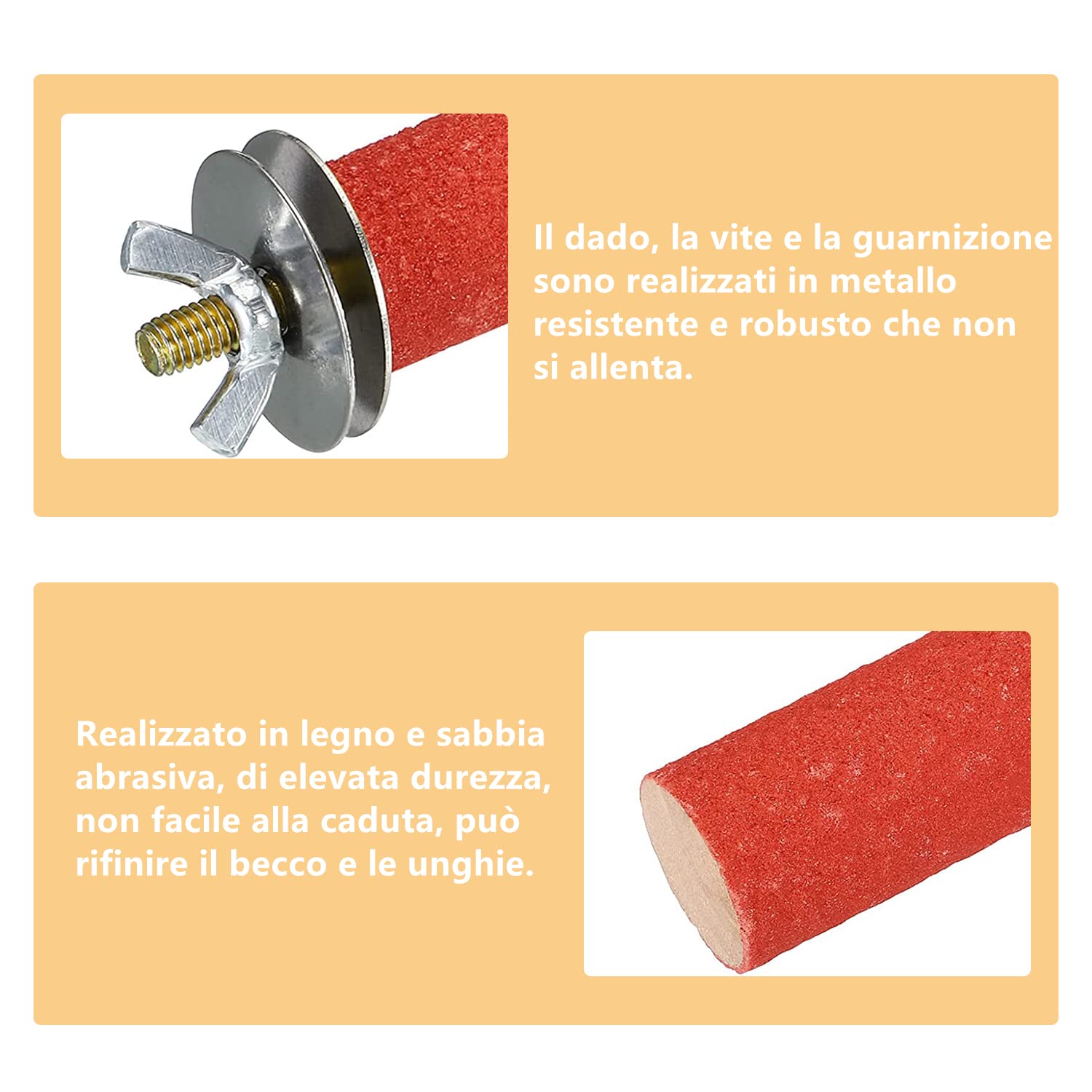 5 Pezzi 20cm Posatoi Pappagalli Giochi Trespoli Naturale Paw Grinding Giocattolo per Pappagalli Uccello Masticare Giocattoli della Viene fornito con un collare per pappagalli, Colore casuale