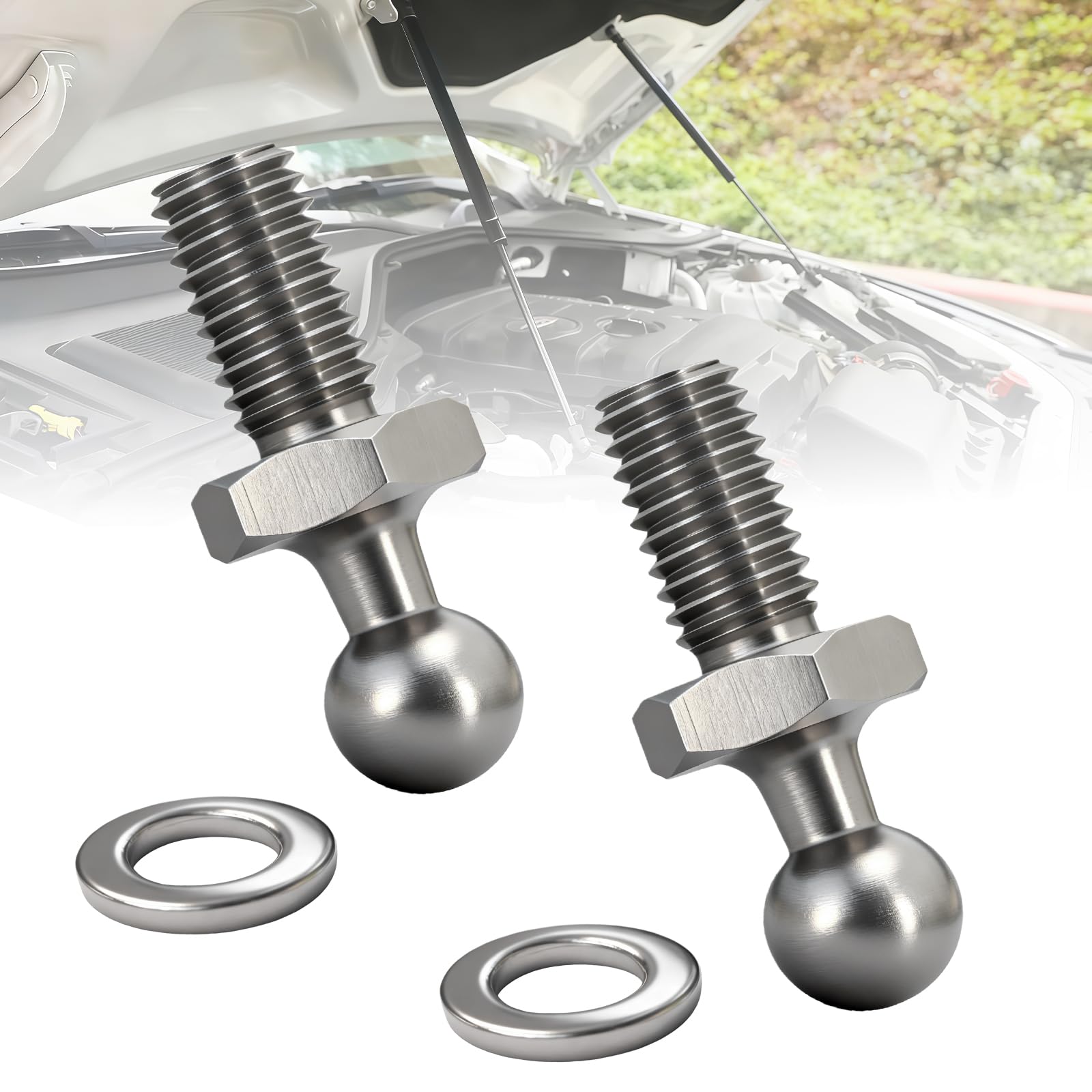 Pignoni a gas, testa sferica, 10 mm, filettatura M8, in acciaio inox, 10 mm, perni a sfera per molla a gas, portellone posteriore, auto, adatto per cofano, portellone anteriore, bagagliaio con