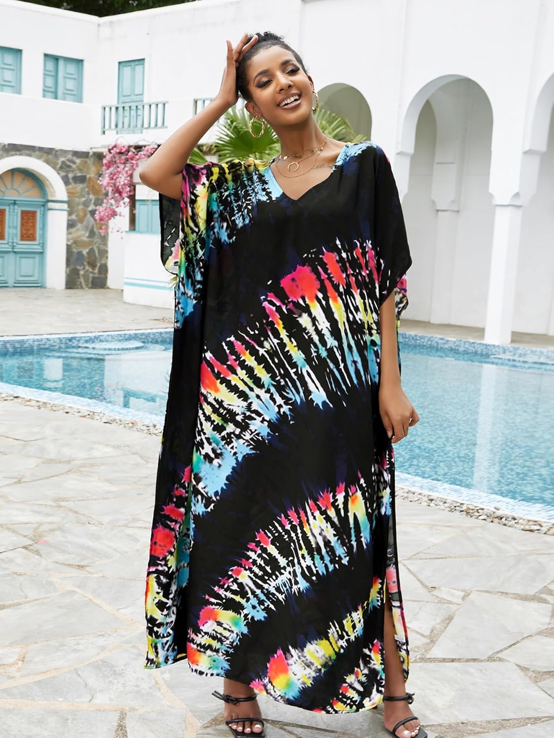 Kaftan for Women Plus Size Bathing Suit Cover up Batwing Dress Loose fit Moroccan Caftan mumu Dresses for Women - Image 8