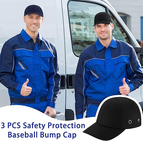 Miniatura 3 de Henoyso 3 piezas de gorra de béisbol estilo casco de seguridad transpirable ligero sombrero de seguridad para hombres y mujeres, cómodo gorro de