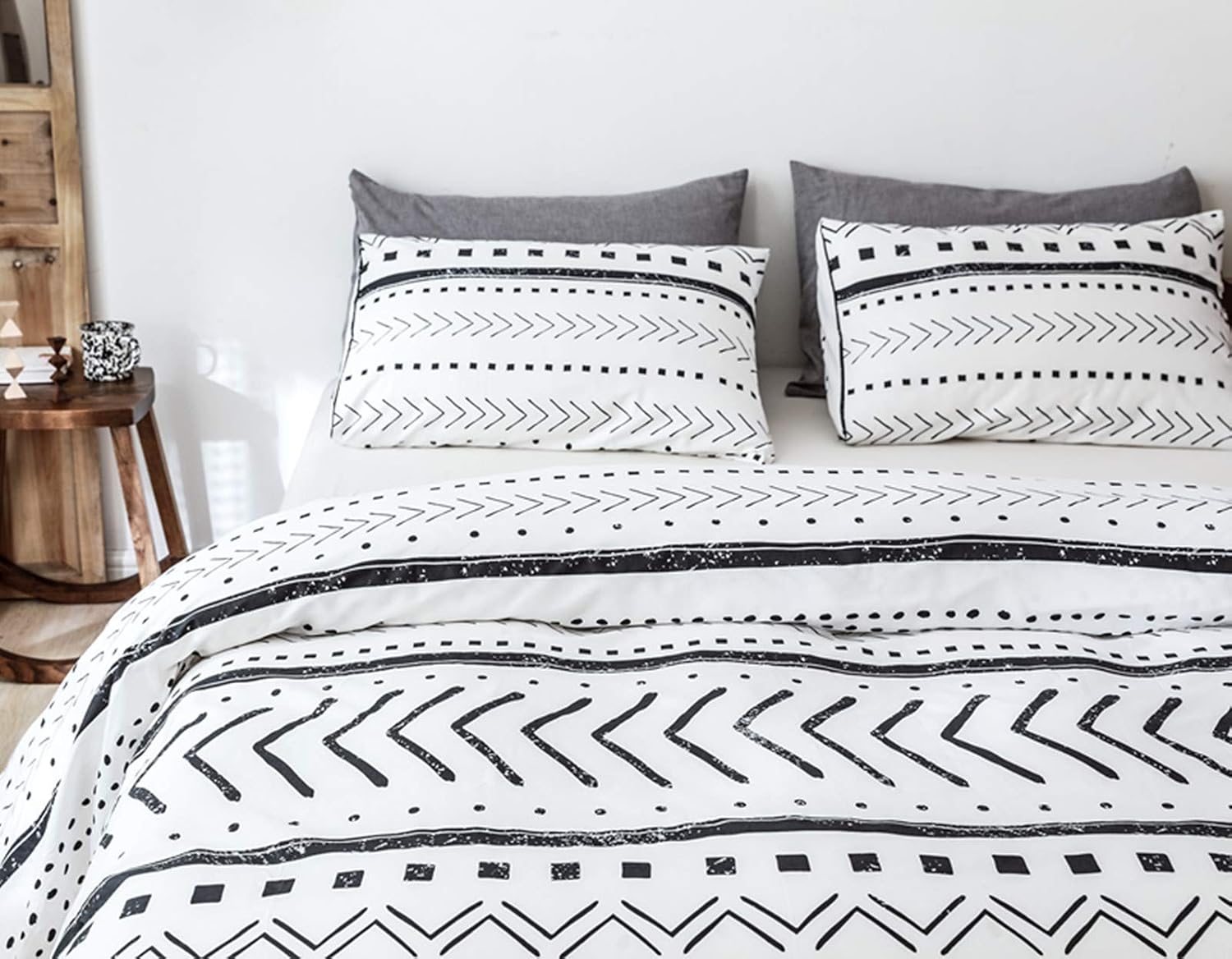 JANZAA Queen Comforter Set Boho Comforter,3 PCS Aztec Comforter Set Geometry Printing on Bohemian Comforter Set with 2 Pillow Cases for All Seasons Duvet Insert