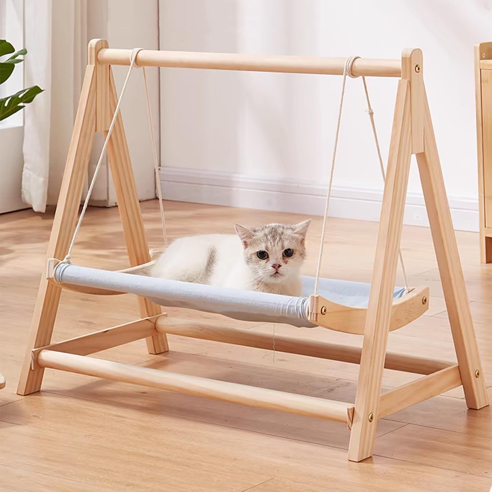 Hamac en bois pour chat - Lit balançoire pour chat d'intérieur - Perchoir confortable pour chats de petite et moyenne taille