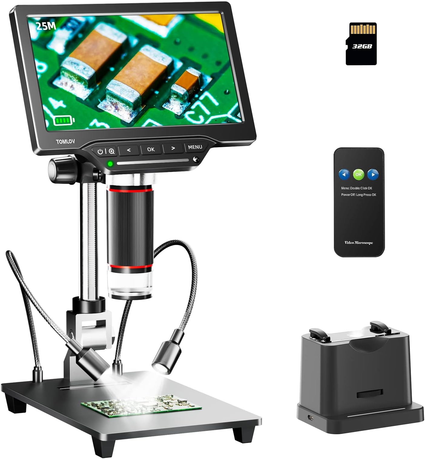 Microscope Portable Pour Enfants - Écran IPS 2 Pouces - Grossissement 50x à 1000x - 8 LEDs - Photo/vidéo - Carte 8 Go