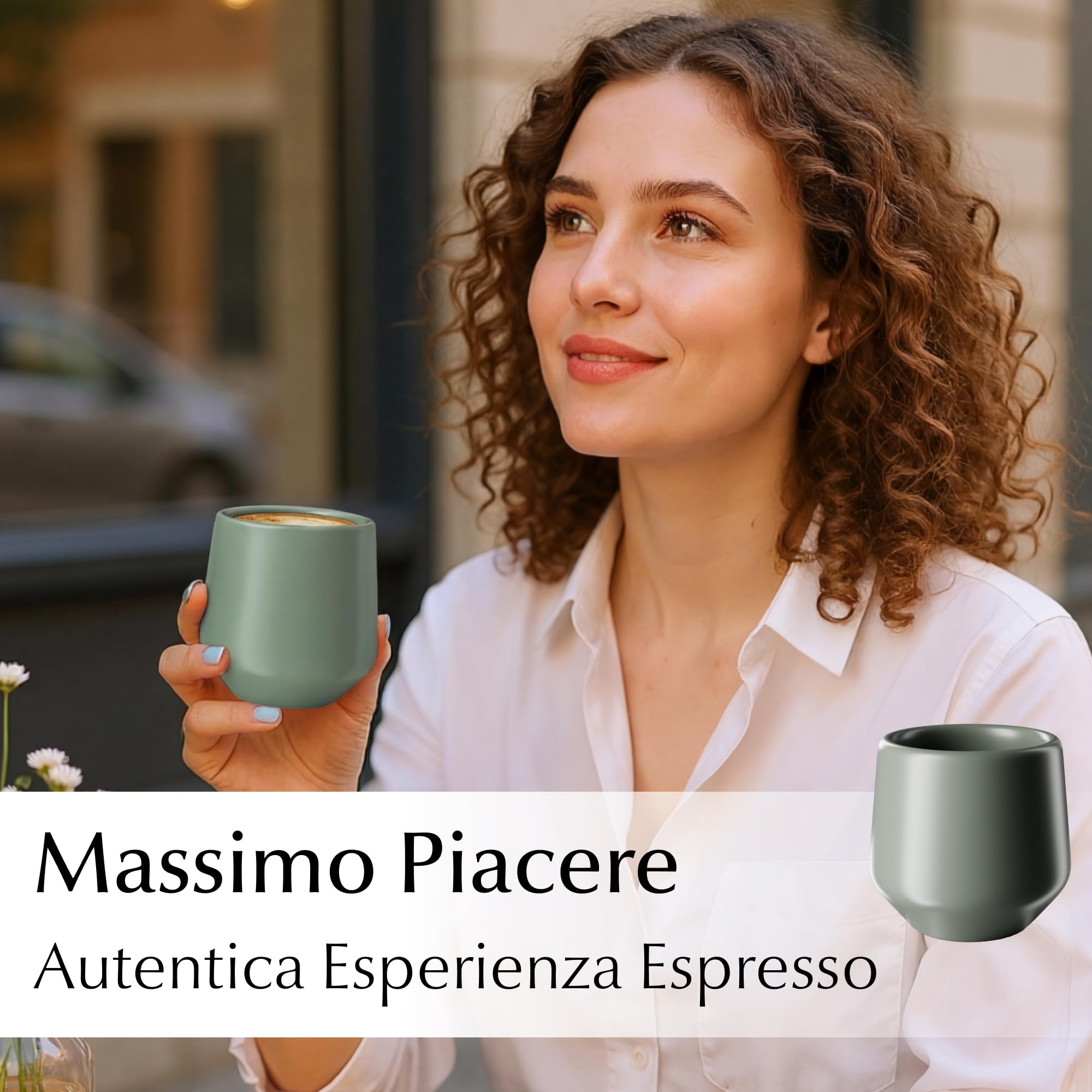 MIAMIO Set di Tazzine da Espresso 4 Pezzi 90 ml Ceramica Collezione Luxe