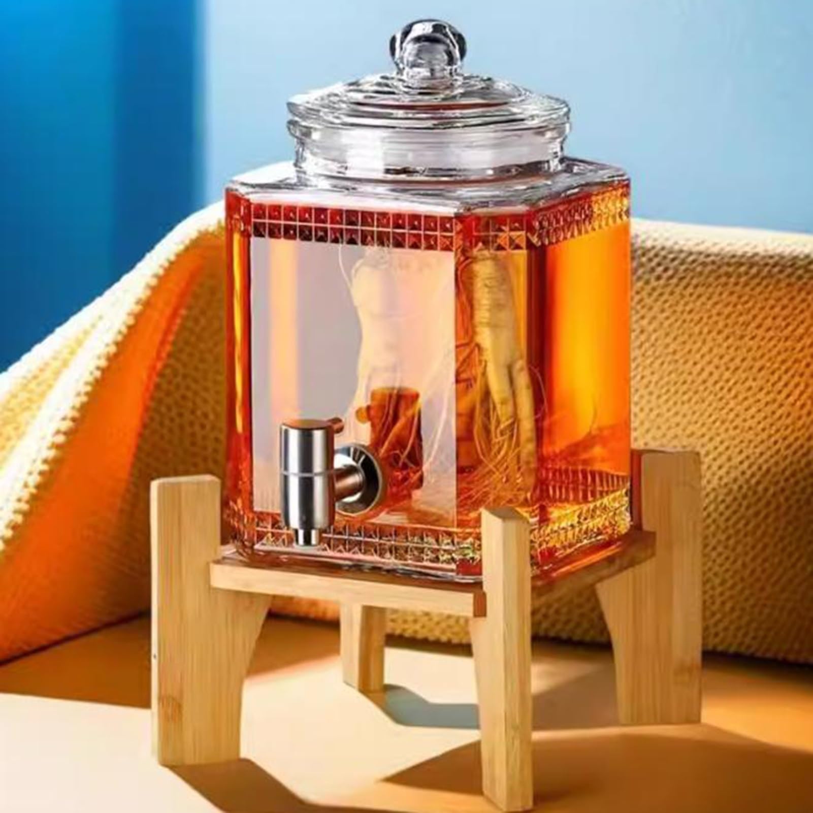 Dispenser for bevande da 3 litri con rubinetto, secchiello for teiera for frutta for la casa, caraffa for dispenser for succhi, bocca larga facile da riempire for limonata, succhi di frutta, tè freddo