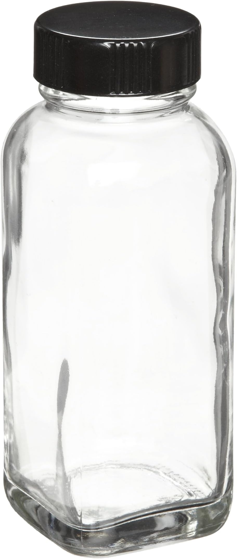 Wheaton W216884 French Square Bottle, Clear Glass, Capacity 1oz With 24-400 Black Phenolic Rubber Lined Screw Cap, Diameter 31mm x 72mm (Case Of 48)