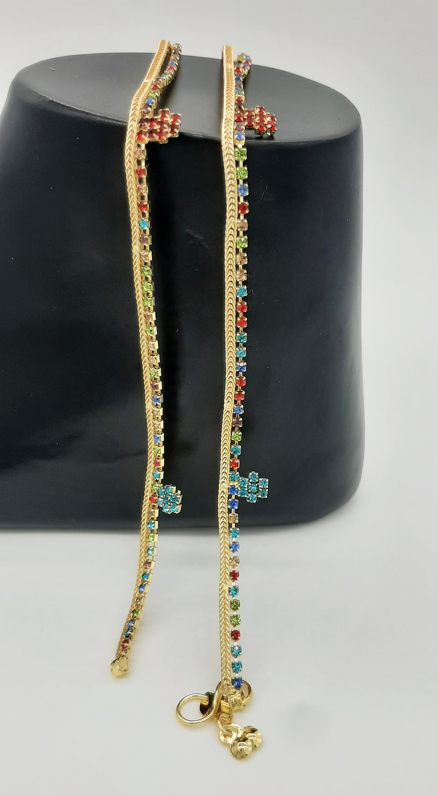 Attractive Graceful Gold Chain With Multi Color Bell Anklet Payal For Women & Girls (Pack of 2)-image-35