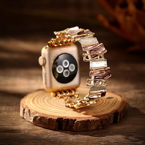 Miniatura 4 de JimBird - Correas elásticas compatibles con Apple Watch de 1.49, 1.57, 1.61, 1.65, 1.73 y 1.73 pulgadas, correa elástica de joyería compatible con