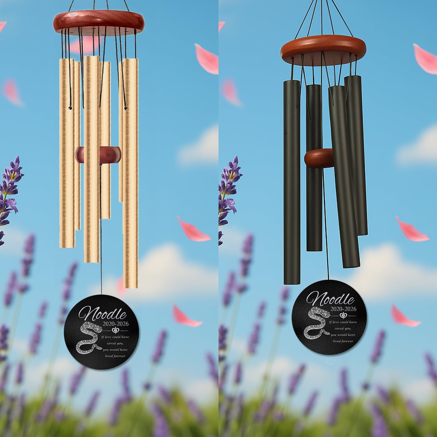 Personalized Pet Memorial Wind Chimes with Custom Name and Year, Sympathy Remembrance Wind Chime for Reptile or Snake Loss, Memorial Keepsake for Garden Porch or Home, Meaningful Tribute Gift Idea - Image 4