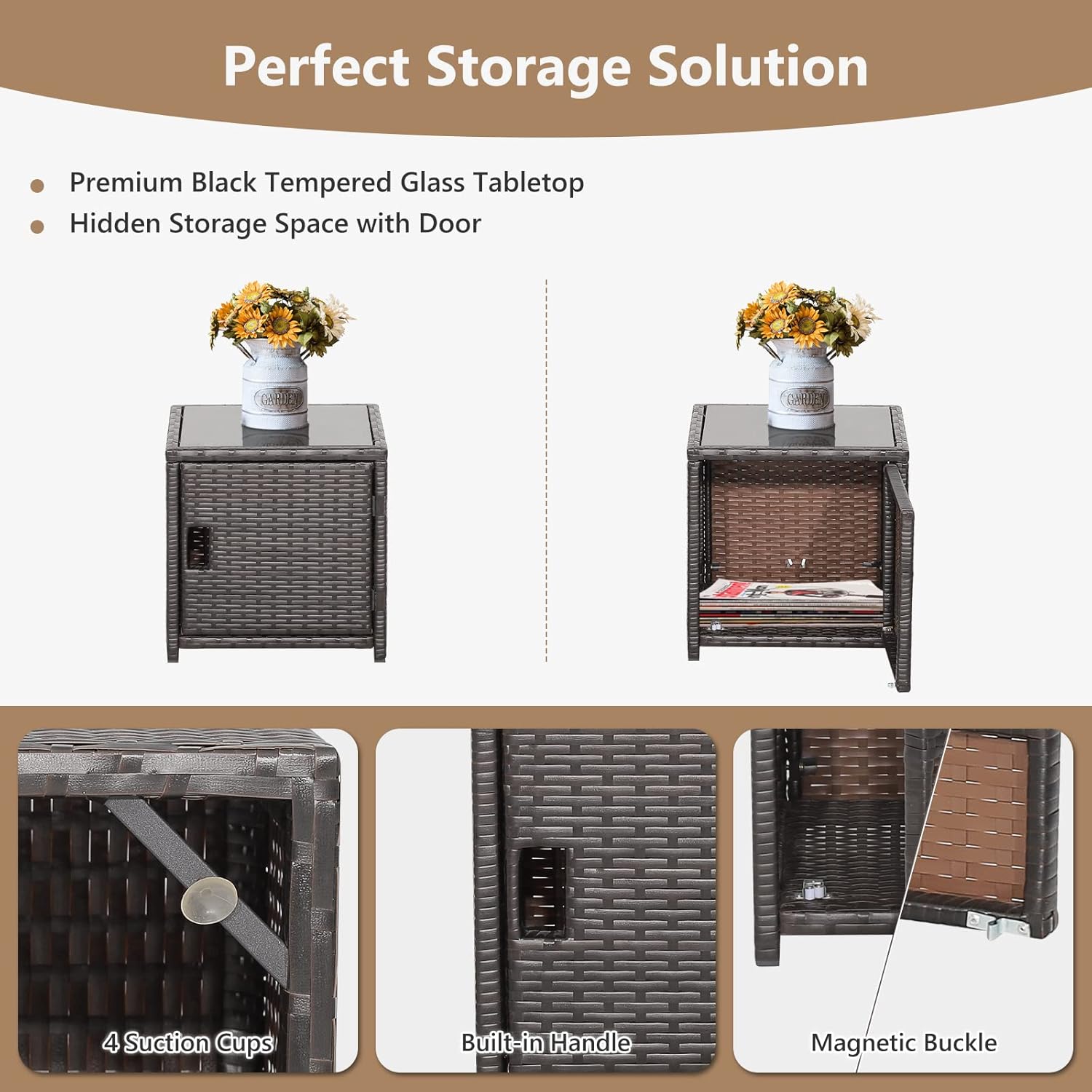 COSTWAY 5PCS Patio Rattan Furniture Set, Cushioned Sofa Chairs with Ottomans and Side Table, Outdoor Wicker Conversation Sets for Deck Backyard Garden Porch, White