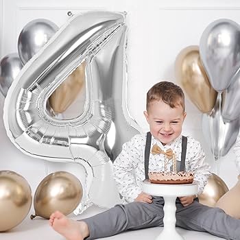 Blue Number 4 Balloon 40 Inch, Big Large Foil Helium Number Balloons, Jumbo Giant Mylar Number 4 Balloons For 4 Year Old Birthday Party Decorations Supplies Anniversary Celebration