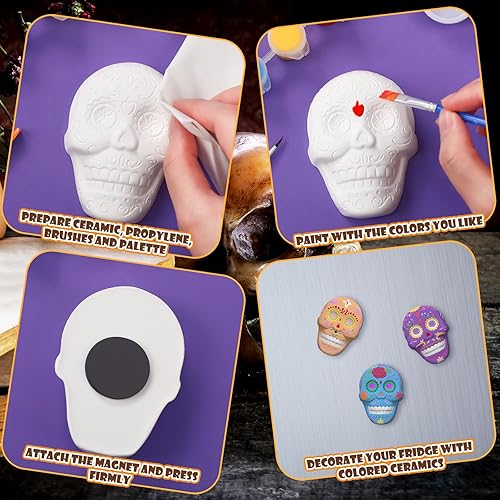 Miniatura 10 de Simgoing Juego de 24 juegos de pintura de cerámica de playa de verano para niños, sin pintar, para pintar tus propias figuras, listo para pintar