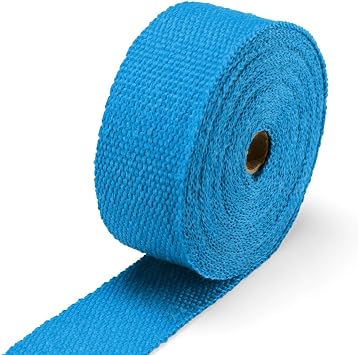 Blue Exhaust Pipe Insulation Thermal Heat Wrap 2 x 50' Motorcycle Header Protection Fiberglass Heat Shield 6x Stainless Ties